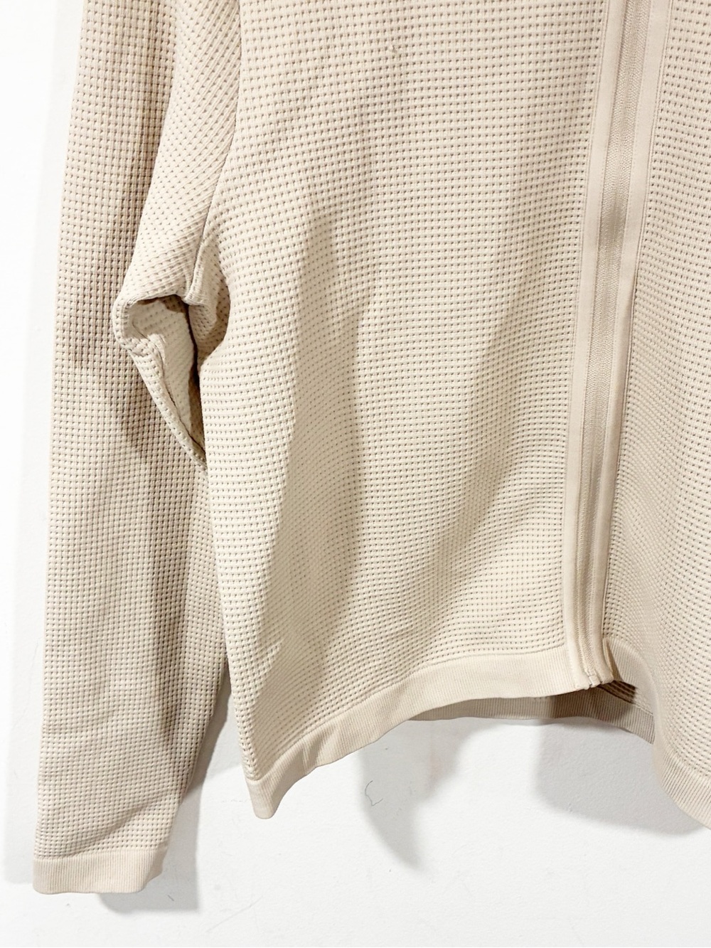 Vuori Waffle Seamless Zip Hoodie Oatmeal Tan Size Large NEW - Picture 2 of 5